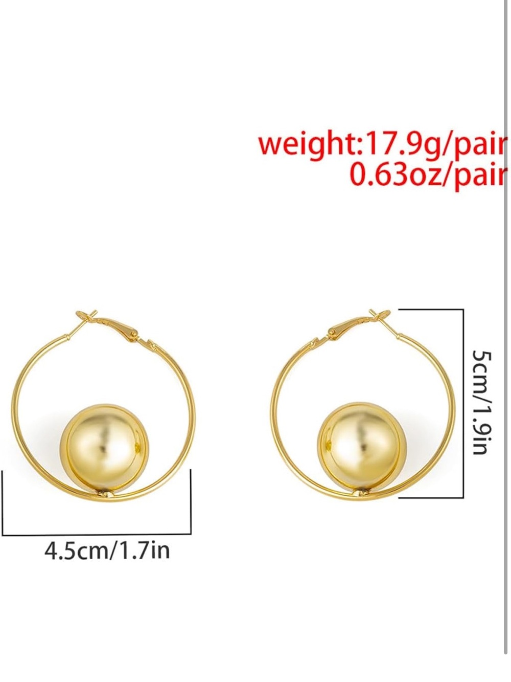 Anthropologie Sculpted Gold Orb Hoop Earrings - Picture 6 of 7